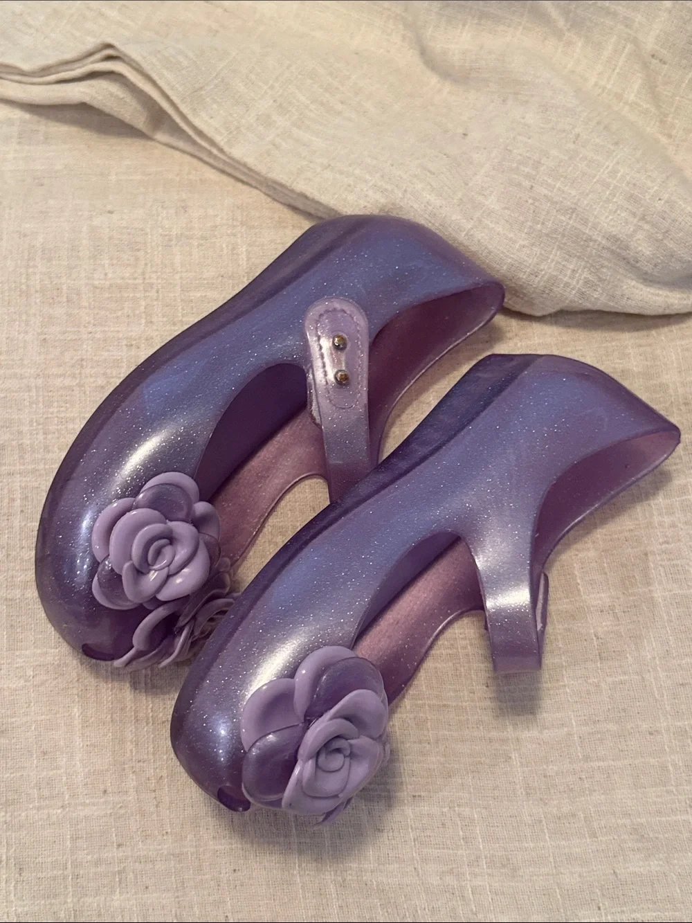 Mini Melissa Girls Lavender Floral Jelly Mary Jane Shoes